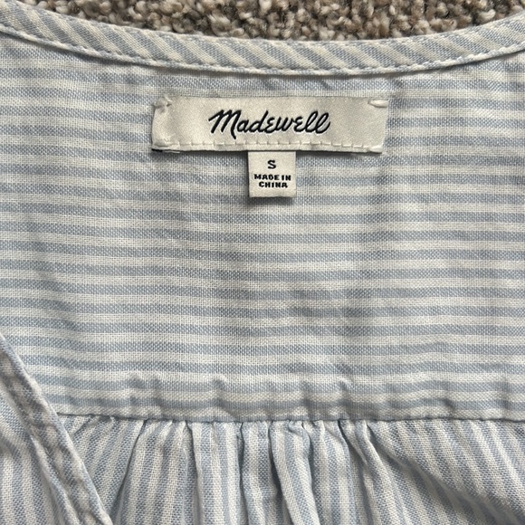 Madewell pinstriped thin short Aleena wrap top sz Small - Picture 2 of 4